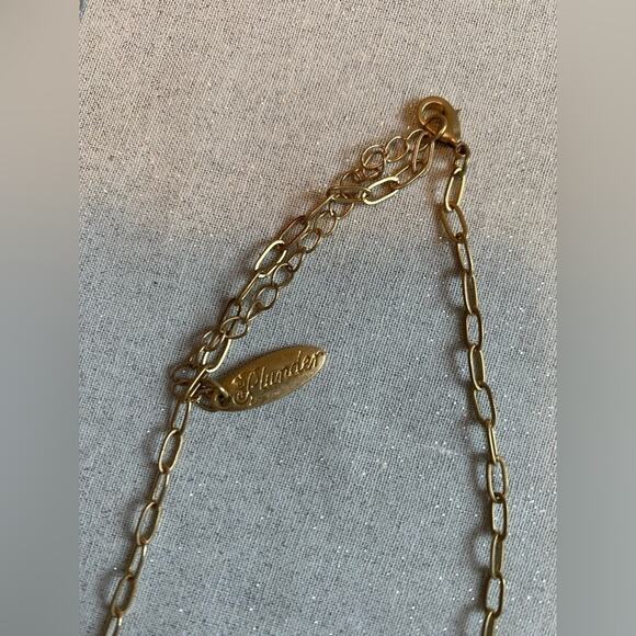 Plunder Women's Lilac Iridescent Beaded Gold Chain Pendant Necklace Simple Basic - Picture 5 of 7